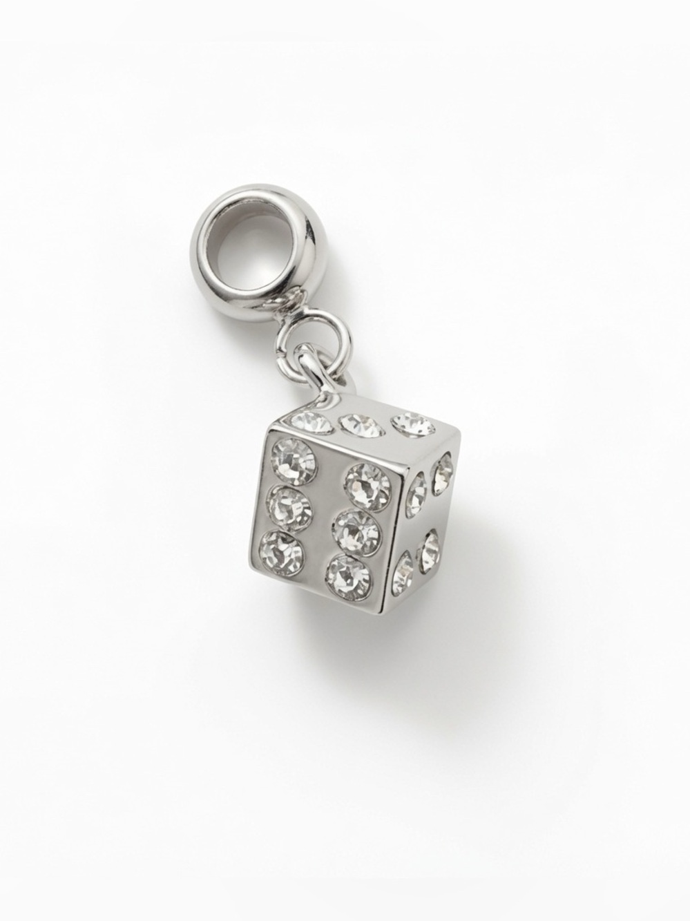 Silver Dice Rhinestones Charm Pandora Compatible
